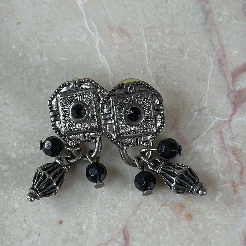 Elegant Black and Silver Dangle Earrings